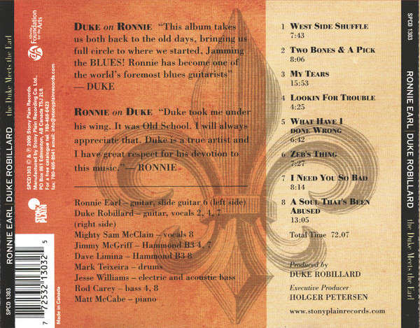 Ronnie Earl & Duke Robillard - The Duke Meets The Earl CD Import