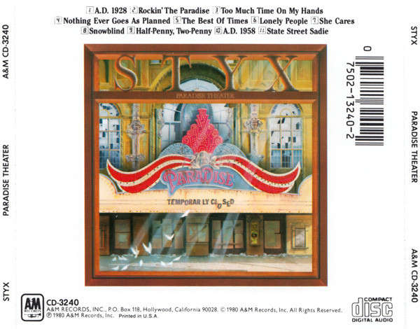 Styx - Paradise Theatre CD Import