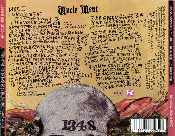 Frank Zappa & Mothers of Invention - Uncle Meat Double CD Import