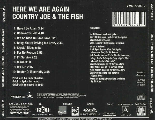 Country Joe & The Fish - Here We Are Again CD Import