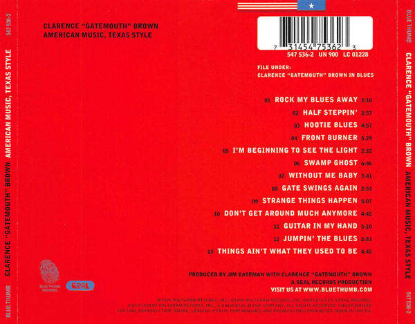 Clarence Gatemouth Brown & American Music, Texas Style CD Import