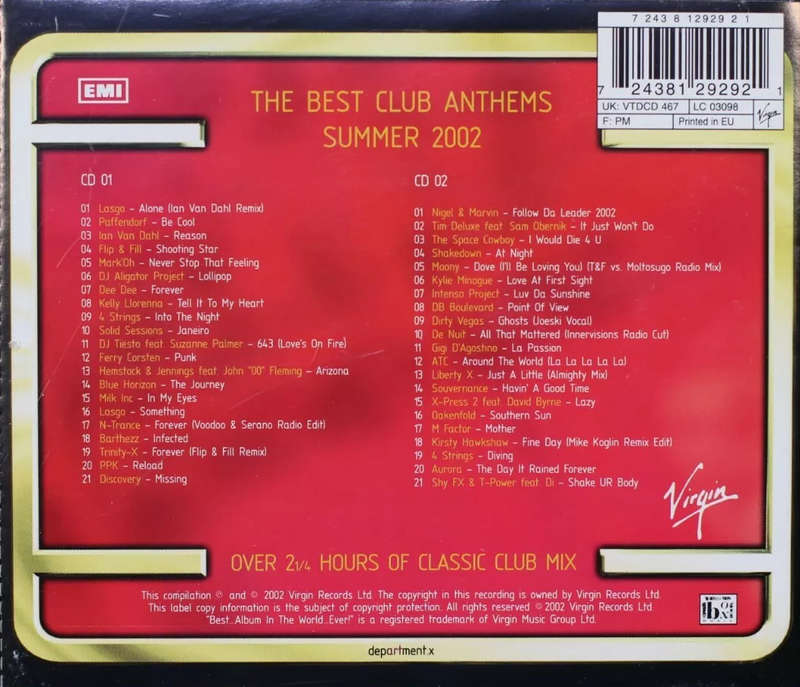 Various - Best Club Anthems Summer 2002 Double CD Import