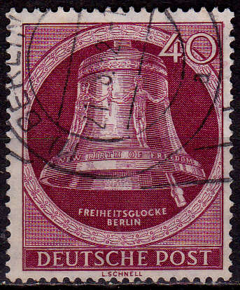 GERMANY BERLIN 1951. BELL OF LIBERTY, single 40Pfg, UH, CV +/-R 340.00 view scans