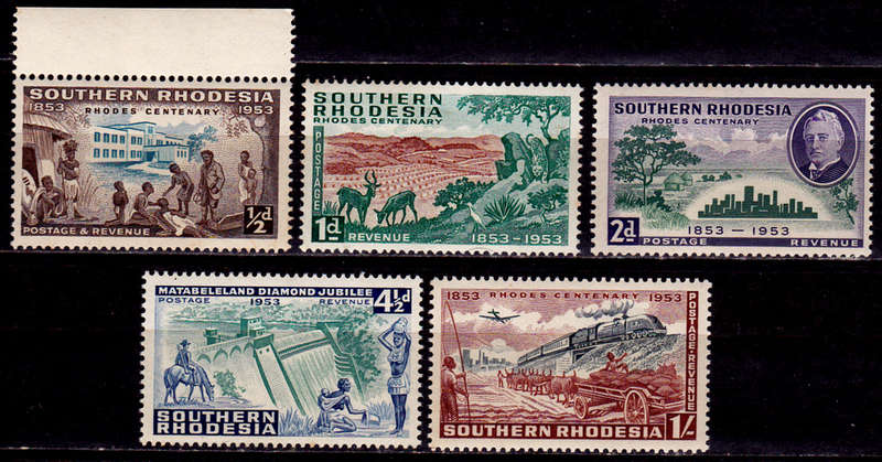 SOUTHERN RHODESIA 1953, 15 April. BIRTH CENTENARY CECIL RHODES, set, MNH, CV R 97.00, view scans