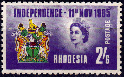 RHODESIA 1965, 8 Dec. INDEPENDENCE, single, MH, CV R 3.50, view scans