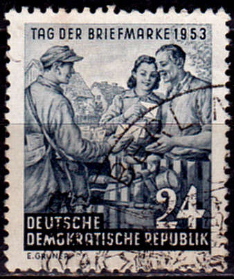 GERMANY DDR 1953, 25 Oct. DAY OF STAMPS, single, UH, CV+/- R 15.00 view scans