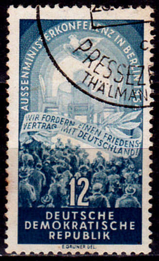 GERMANY DDR 1954, 25 Jan. CONFERENCE OF FOUR-POWER, single, UH, CV+/- R 20.00 view scans
