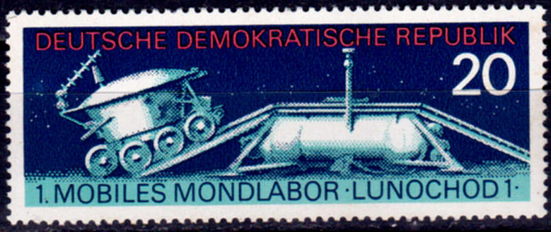 GERMANY DDR 1971, 30 March. SPACE LUNOKHOD I, single, MNH, CV +/-R 10.00 view scans