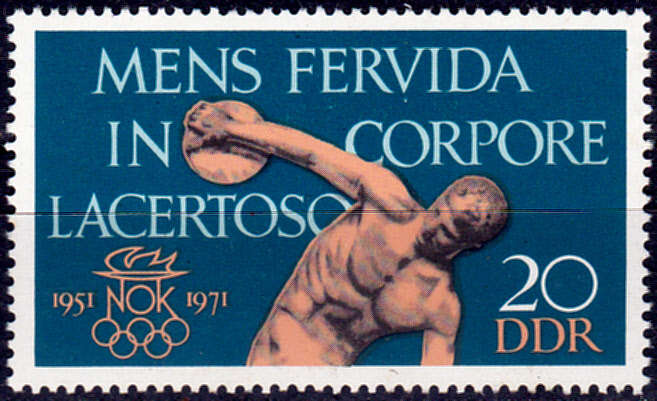 GERMANY DDR 1971, 6 April. 20th ANNIV DDRs OLYMPIC COMMITTEE, single, MNH, CV +/-R 15.00 view scans