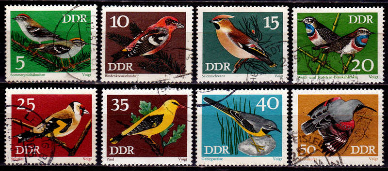 GERMANY DDR 1973, 20 March. PROTECTED SONGBIRDS, set, UH, CV +/-R 85.00 view scans