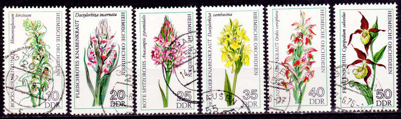 GERMANY DDR 1976, 15 June. ORCHIDS, set, UH, CV +/-R 60.00 view scans