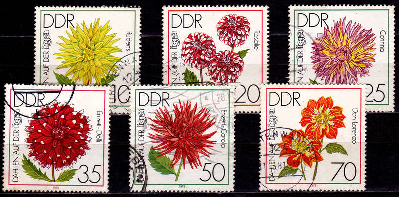 GERMANY DDR 1979, 17 July. FLOWERS DAHLIAS, set, UH, CV +/-R 75.00 view scans