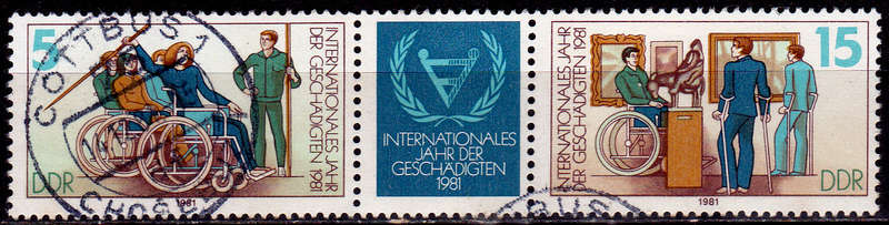 GERMANY DDR 1981, 23 June. UN INTERNATIONAL HANDICAP YEAR, pair, UH, CV +/-R 15.00 view scans