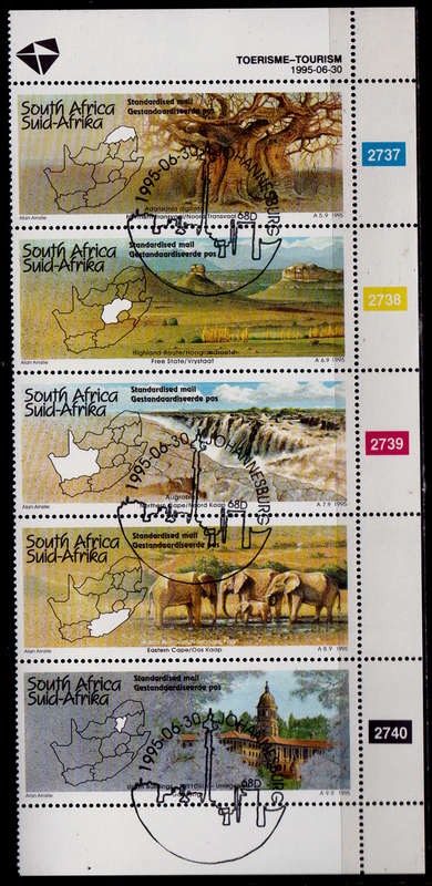 RSA 1995, 30 June. TOURISM in SOUTH AFRICA, control strip, CTO, CV R ?? view scans