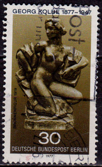 GERMANY BERLIN 1977, 14 April. 100th ANNIV BIRTH G KOLBE, single, UNH, CV +/-R 5.00 view scans