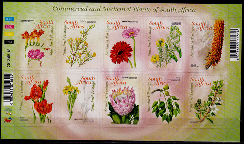 RSA 2012, 18 May. COMMERCIAL AND MEDICINAL PLANTS, sheetlet, MNH, CV R 300.00 view scans