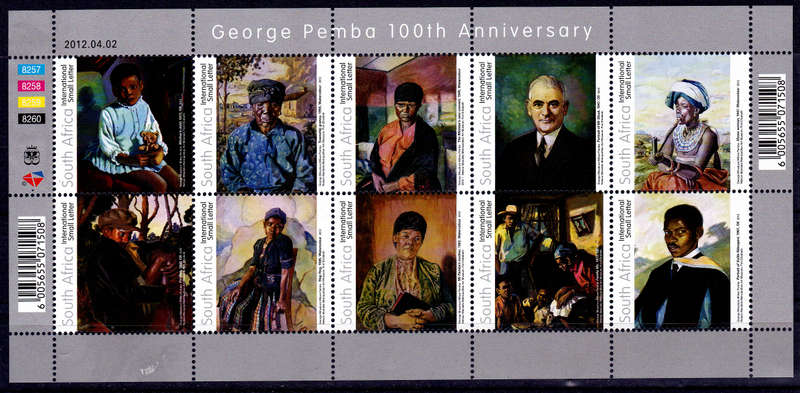 RSA 2012, 2 April. 100th ANNIV GEORGE PEMBA, sheetlet, MNH, CV R 650.00 view scans