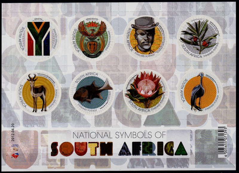 RSA 2012, 20 April. NATIONAL SYMBOLS, sheetlet, MNH, CV R 300.00 view scans