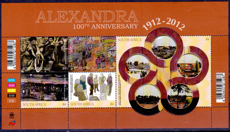 RSA 2012, 26 Oct. 100th ANNIV ALEXANDRA, sheetlet, MNH, CV R 400.00 view scans