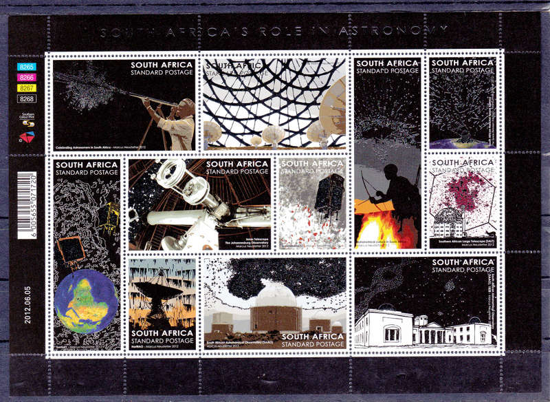 RSA 2012, 5 June. ASTRONOMY IN SA, sheetlet, MNH, CV R 350.00 view scans