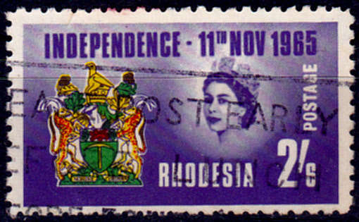 RHODESIA 1965, 8 Dec. INDEPENDENCE, single, UH, CV R 3.50, view scans