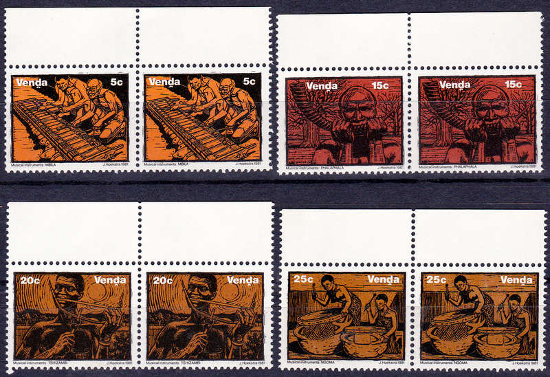 VENDA 1981, 13 Nov. MUSICAL INSTRUMENTS, set pairs, MNH, CV R 20.00 view scans