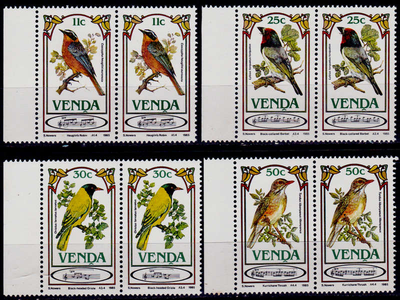 VENDA 1985, 10 Jan. SONGBIRDS, set pairs, MNH, CV R 40.00 view scans