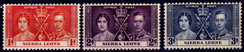 SIERRA LEONE 1937, 12 May. CORONATION of KGVI and QE, set, MH, CV+/- R 40.00 view scans