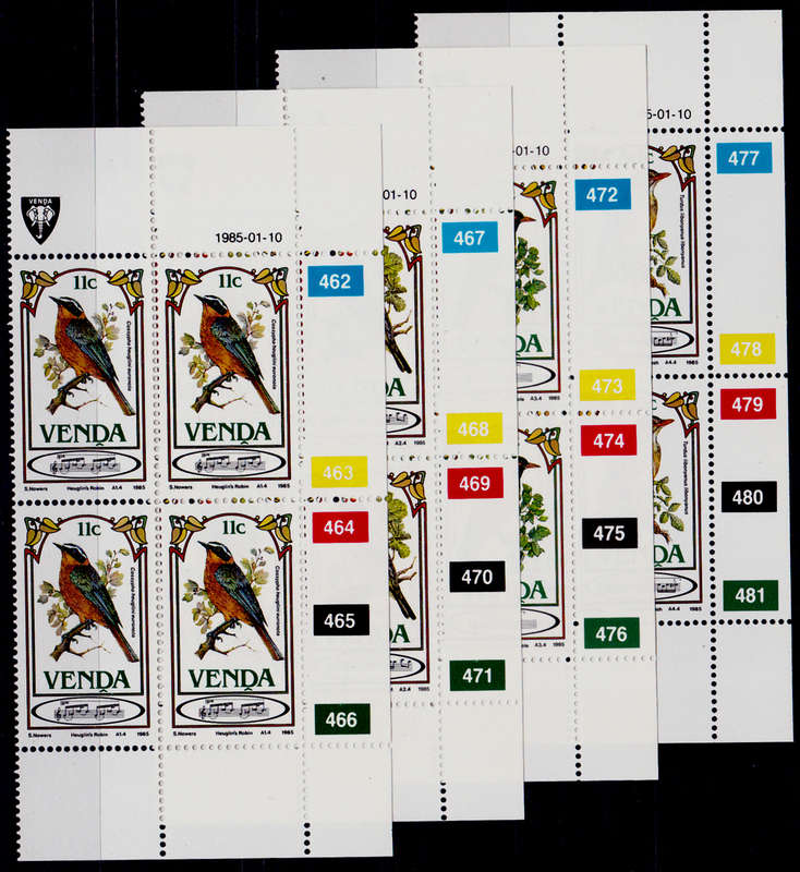 VENDA 1985, 10 Jan. SONGBIRDS, set controls, MNH, CV R 80.00 view scans