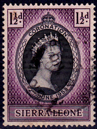 SIERRA LEONE 1953, 2 June. CORONATION OF QEII, single, UH, CV +/-R 10.00, view scans