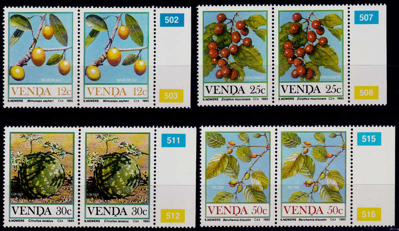 VENDA 1985, 21 June. FOOD FROM THE VELD, set pairs, MNH, CV R 20.00 view scans