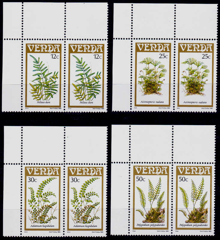 VENDA 1985, 5 Sept. Ferns, set pairs, MNH, CV R 20.00 view scans