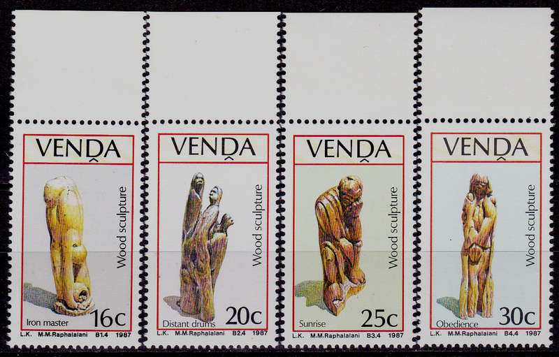 VENDA 1987, 9 April. WOOD SCULPTURES, set, MNH, CV R 10.00 view scans