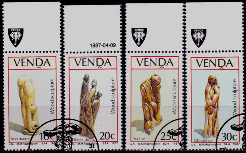 VENDA 1987, 9 April. WOOD SCULPTURES, set, CTO, CV R ?? view scans