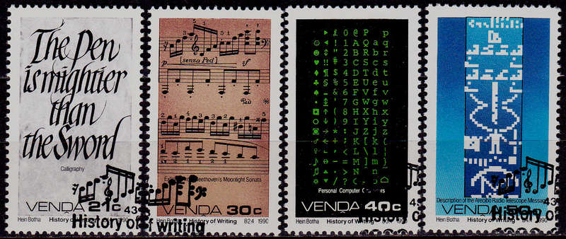 VENDA 1990, 23 May. HISTORY OF WRITING(7th series), set, CTO, CV R ??, view scans