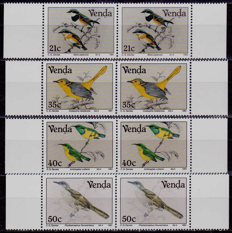 VENDA 1991, 7 March. BIRDS OF VENDA, set pairs, MNH, CV R 140.00 view scans