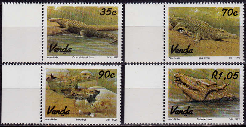 VENDA 1992, 15 Oct, CROCODILE FARMING, set, MNH, CV R 85.00, view scans