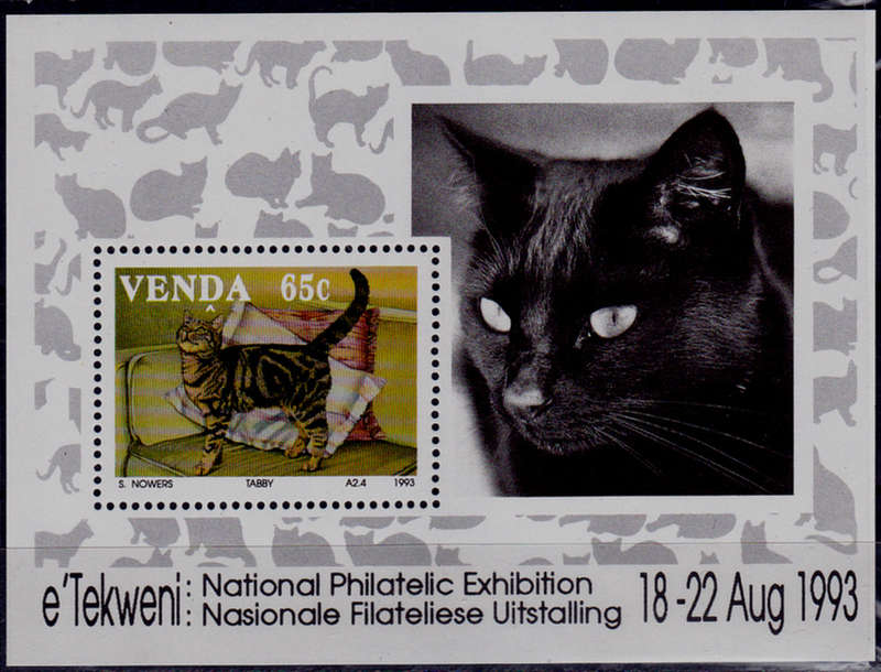 VENDA 1993, 19 May, DOMESTIC CATS, minisheet, MNH, CV R 80.00, view scans