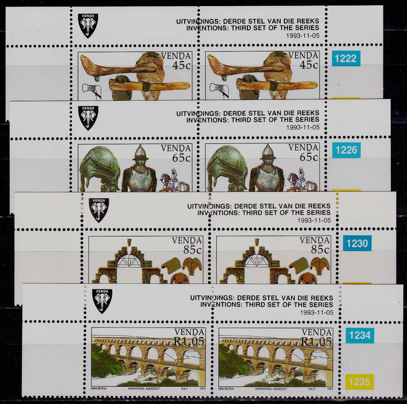 VENDA 1993, 5 Nov, INVENTIONS(3rd series), set pairs, MNH, CV R 60.00, view scans