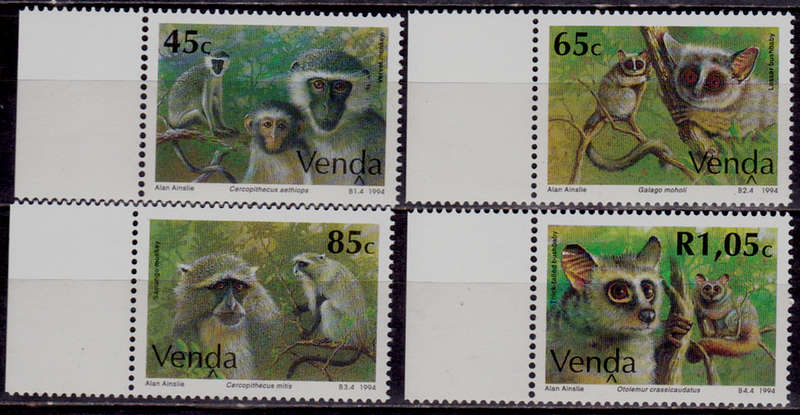 VENDA 1994, 4 March. MONKEYS, set, MNH, CV R 80.00, view scans