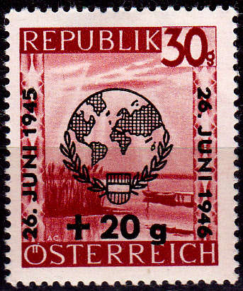 AUSTRIA 1946, 25 June. INTERNATIONAL UN DAY, single, MH, CV+/- R 40.00 view scans