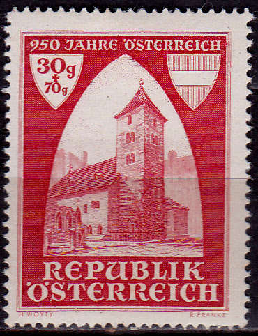 AUSTRIA 1946. 950th ANNIV ST RUPRECHT CHURCH, single, MH, CV+/- R 10.00 view scans
