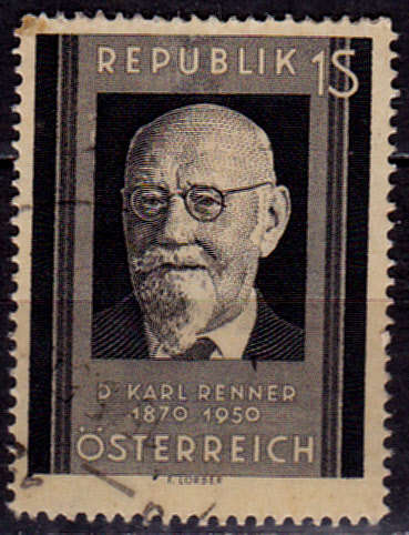 AUSTRIA 1951, 3 March. DR KARL RENNER MEMORIAL STAMP, single, UH, CV +/-R 10.00 view scans