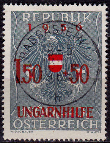 AUSTRIA 1956, 21 July. HELP TO HUNGARIAN REFUGEES, single, UH, CV +/-R 55.00 view scans