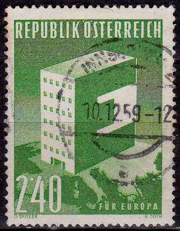 AUSTRIA 1959, 9 March. EUROPA STAMPS, single, UH, CV +/-R 10.00 view scans