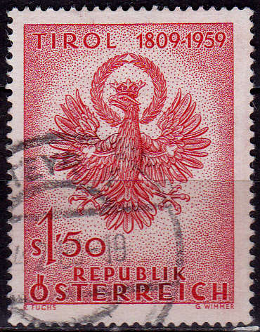 AUSTRIA 1959, 13 June. 100th ANNIV TYROLEAN LIBERATION STRUGGLE, single, UH, CV +/-R 5.00 view scans
