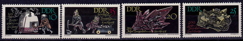GERMANY DDR 1965, 11 Nov. 200th ANNIV FREIBERG MINING ACADEMY, set, MH, CV +/-R 30.00 view scans