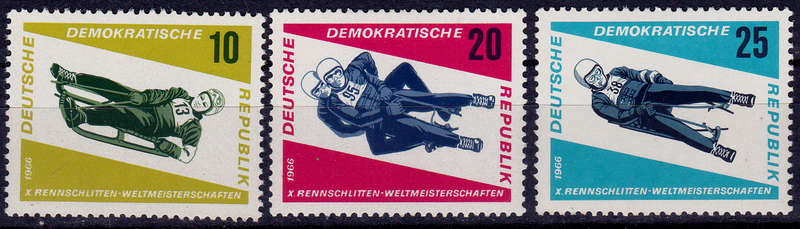 GERMANY DDR 1966, 25 Jan. WORLD SLEDDING CHAMPIONSHIP, set, MH, CV +/-R 40.00 view scans