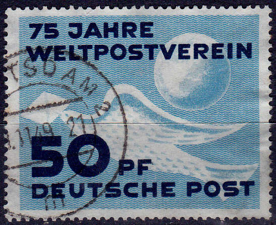 GERMANY DDR 1949, 9 Oct. 75th ANNIV OF UPU, single, UH, CV +/-R 205.00 view scans