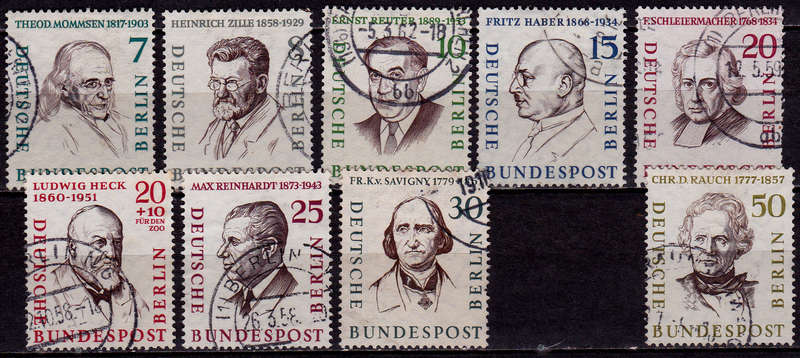 GERMANY BERLIN 1957, 22 June. FAMOUS MEN FROM BERLIN, short set, UH, CV +/-R 300.00 view scans